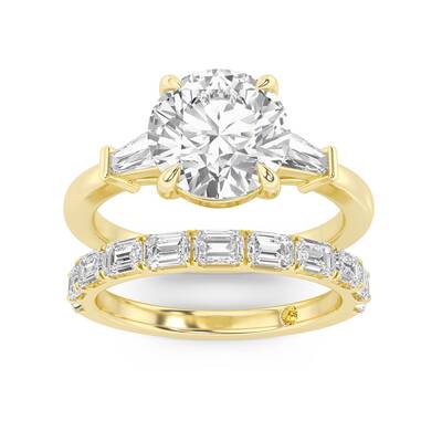 Valentina Lab Grown Round Diamond Engagement Ring with the Juliet Wedding Band | 14K Yellow Gold 2 3/4 ct. tw.