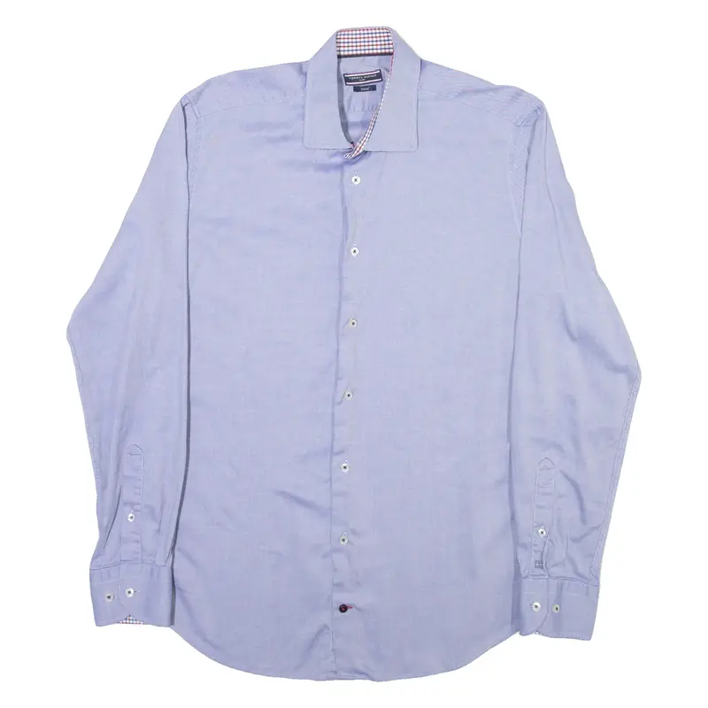 TOMMY HILFIGER Mens Plain Shirt Blue Long Sleeve S