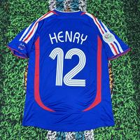 2006 World Cup France Home Blue Short Sleeve Top Henry No.12 Soccer Jerseys Quick Drying