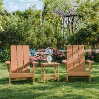 Kullavik Adirondack Chair Set of 2 with Table, Adjustable Folding Weather-Resistant HDPE Outdoor Chairs, All-Weather Patio Fu...