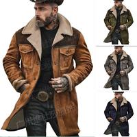 In Stock 2025 Autumn and Winter Men's Coat Suede Multicolor Jacket Multi-Pocket Zipper Coat Clothes Tops Long Sleeve Fabric