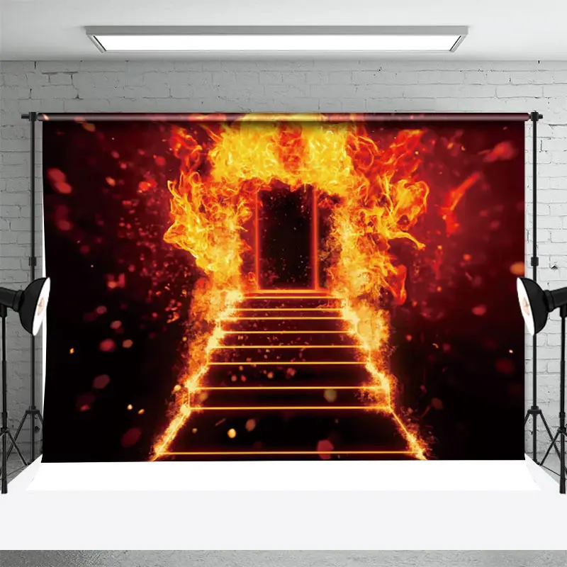 Black Burning Door Ladder Photography Cloth Backdrop - Aperturee