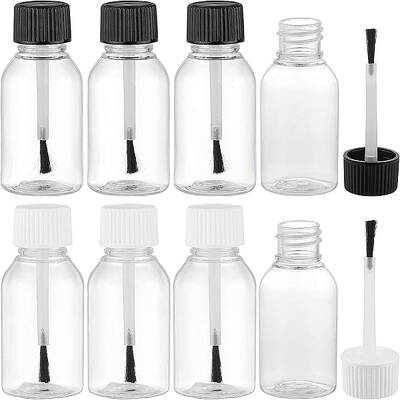 BENECREAT 20 Packs 30ml/1oz Plastic Brush Applicator Cap Bottles for Glue