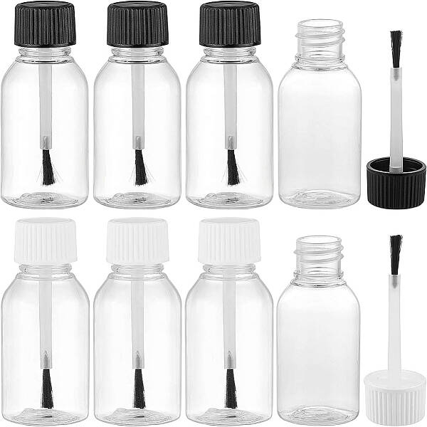 BENECREAT 20 Packs 30ml/1oz Plastic Brush Applicator Cap Bottles for Glue