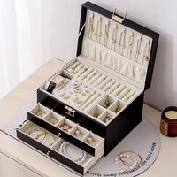 Multi-layer Jewelry Velvet Box, 1 Set Large Capacity Jewelry Holder Organizer with Drawer, Lockable Jewelry Storage Boxes for...