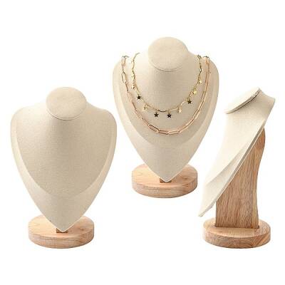Microfiber Wooden Necklace Displays