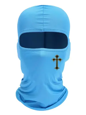 Cross Print Decor Cycling Face Mask Balaclava Hat, Sun Protection Cycling Face Mask, Sports Face Mask for Men & Women
