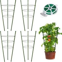 Tomato Cage, 4 Counts Adjustable Plant Support, Plant Climbing Frame with 20m Garden Twist Tie, Garden Supplies for Home Gard...