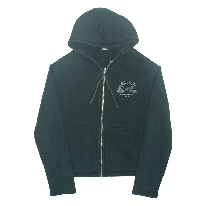 HARLEY DAVIDSON Cropped Womens Black Hoodie Full Zip L