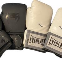 Everlast 2 Boxing Gloves Set - Black & Beige, 12 oz with Wrap, Durable Design, Comfortable Fit