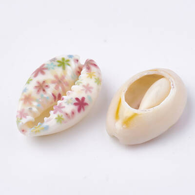 Printed Natural Cowrie Shell Beads