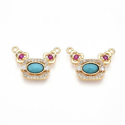 Synthetic Turquoise Rectangle with Flower Pendants