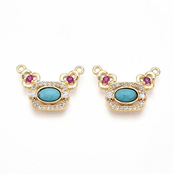 Synthetic Turquoise Rectangle with Flower Pendants