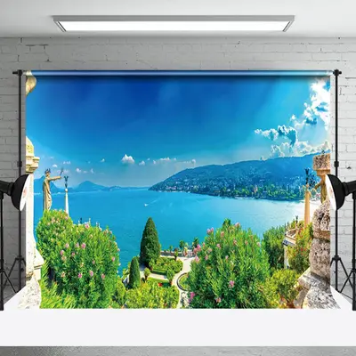 Aperturee Greenery Garden River Blue Sky Natural Scene Backdrop, 3X2FT(1MX0.6M), 14 USD, natural scenery backdrops, NYHD9I96-...