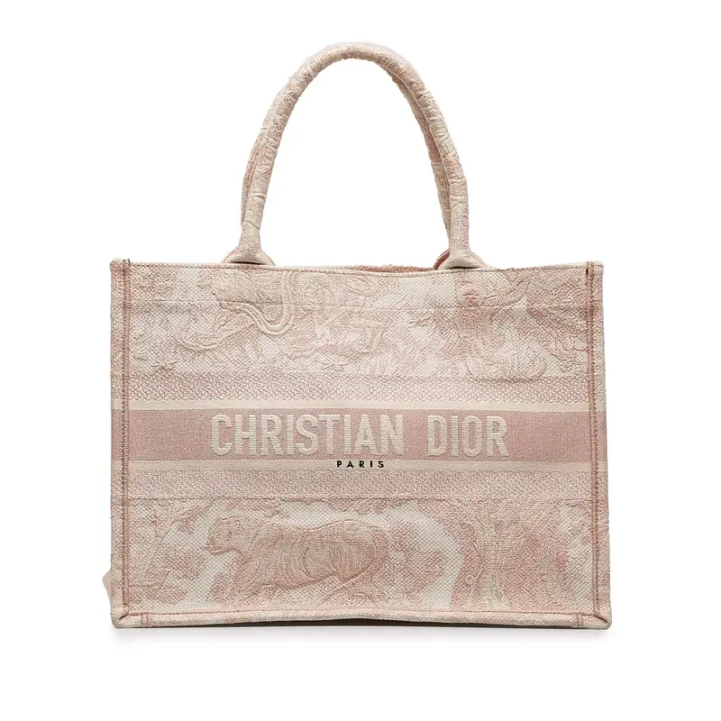 Pre-owned DIOR Canvas Tote Bags Medium Toile de Jouy Book Tote