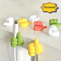 Random Color Thumb Design Cable Hook, 10pcs Multifunctional Data Cable Wire Storage Hook, Punch Free Cable Management Holder ...