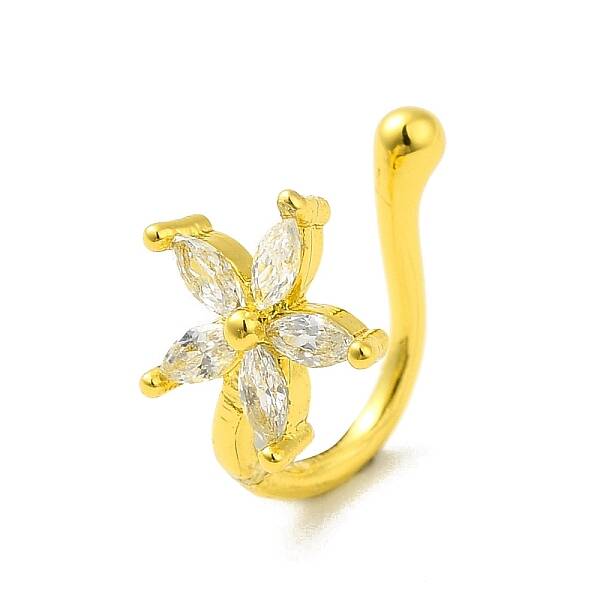 Clear Cubic Zirconia Flower Clip on Nose Ring