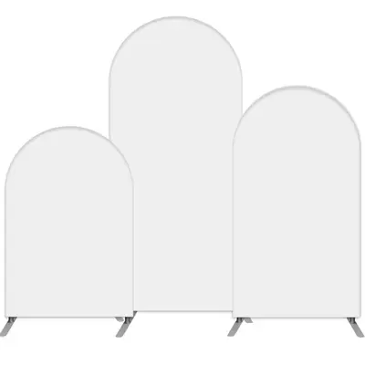 Aperturee Pure White Set Of 3 Double Sided Party Arch Backdrop Kit | Diy Round Arch Backdrop | Round Arch Backdrop Cover | We...