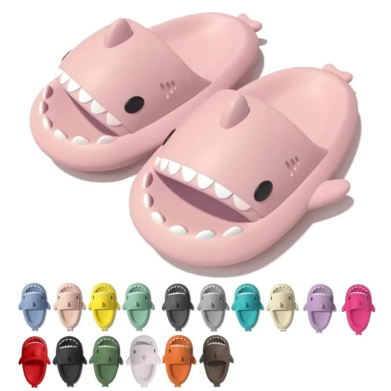 Cloud-Like Shark Slides - Cushioned Open-Toe Sandals with Novelty Pillow Design, Soft Plush Upper, Anti-Slip Sole for Men's C...