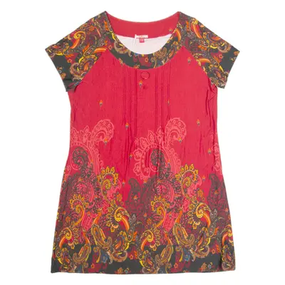 JOE BROWNS Womens Shift Dress Red Crazy Pattern Short Sleeve Knee Length M