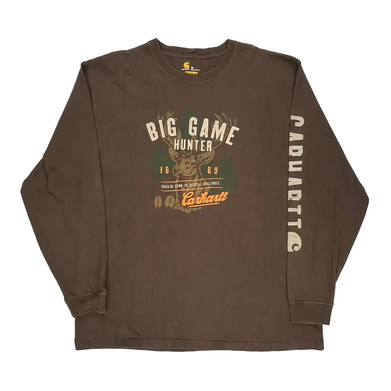 Big Game Hunter Carhartt Graphic Long Sleeve T-Shirt - XL Grey Cotton