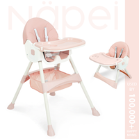 【Father's Day Gift】Napei Baby High Chair 6 in 1 Convertible High Chair with 5-Point Safety Harness, Adjustable Dining Tra...