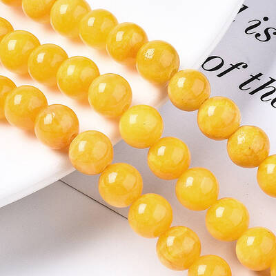 Natural Dyed Yellow Jade Gemstone Bead Strands