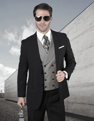 Black Suit Gray Vest