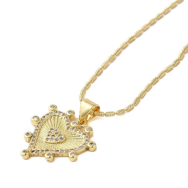Brass Micro Pave Clear Cubic Zirconia Pendant Necklaces for Women