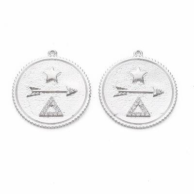 Brass Micro Pave Clear Cubic Zirconia Pendants