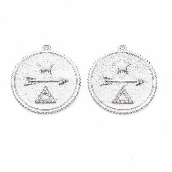 Brass Micro Pave Clear Cubic Zirconia Pendants