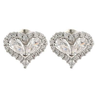 Cubic Zirconia Heart Stud Earrings