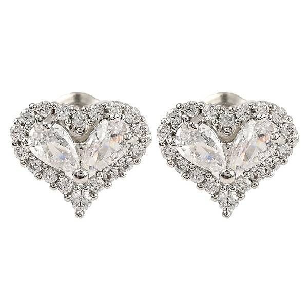 Cubic Zirconia Heart Stud Earrings