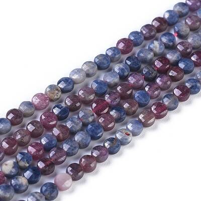 Natural Red Corundum/Ruby and Sapphire Beads Strands