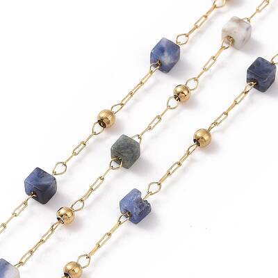 Natural Sodalite Square Beaded Chains