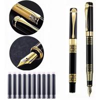 Vintage Metal Fountain Pen Set, 1 Count Vintage Fountain Pen with 10 Ink Sacs, Business Signature Pen, Writing Pen for Office...