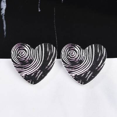 Heart Acrylic Printed Stud Earrings for Women