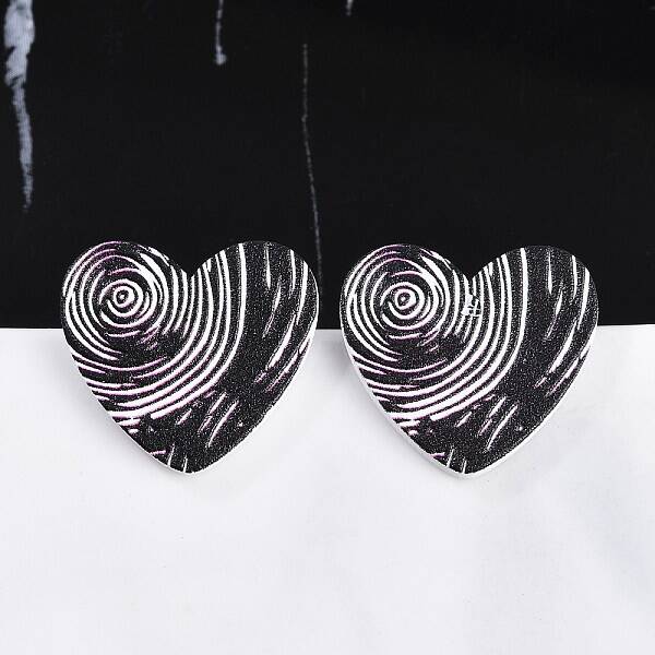 Heart Acrylic Printed Stud Earrings for Women