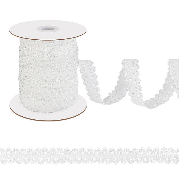 40M Nylon Elastic Double Edged Picot Lace Ribbons