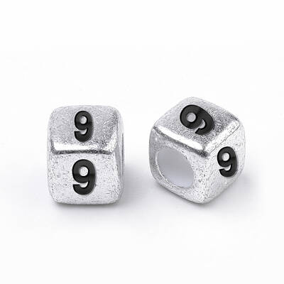 Antique Silver Plated Acrylic Beads