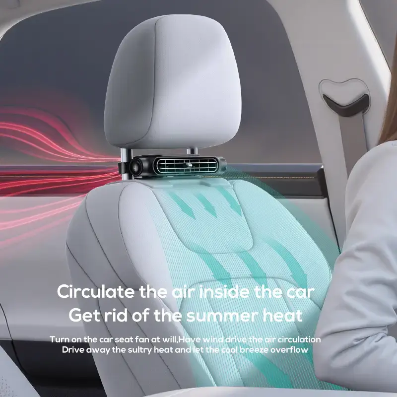 Joytutus Portable Car Seat Fan 3 Speeds Adjustable Car Headrest Cooling Air Fan USB Powered Air Cooling Fan for Front Rear Se...