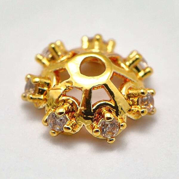 Brass Micro Pave Cubic Zirconia Bead Caps