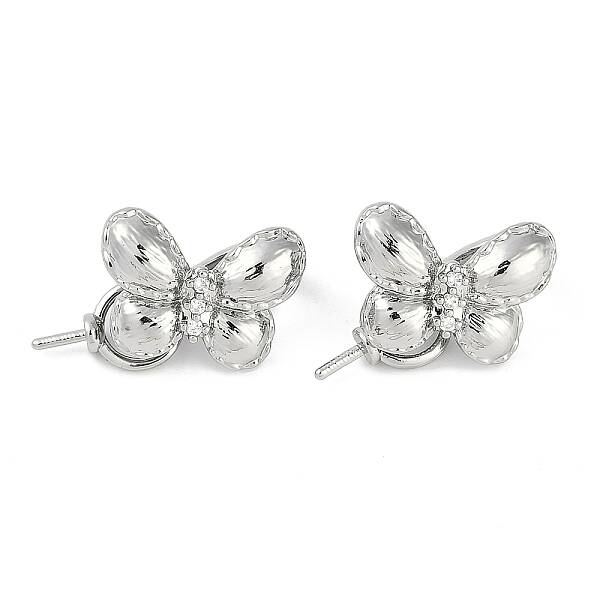 Brass Micro Pave Clear Cubic Zirconia Fold Over Clasps