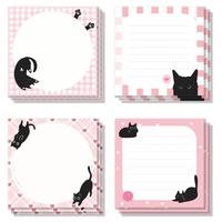 Cute Cat Pattern Sticky Note (4 Counts), 3x3 Inch 50 Sheets Cute Black Cat Note Pad, Adhesive Memo Note for School Office Hom...