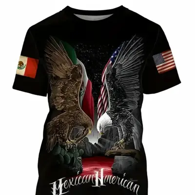 Mexican Theme Various 3D Digital Pattern Print Eagles Print,Menswear Soft Top Fitted Overall Short Sleeves Underwear Tshirt S...