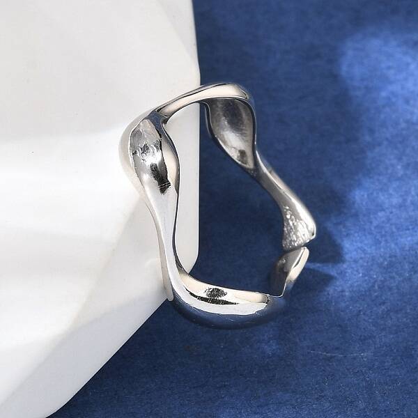 Rhodium Plated 925 Sterling Silver Cuff Rings