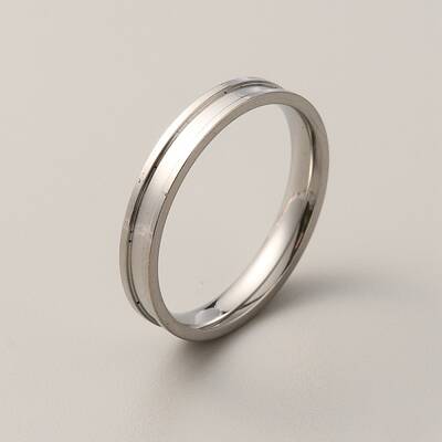 201 Stainless Steel Grooved Finger Ring for Men Women