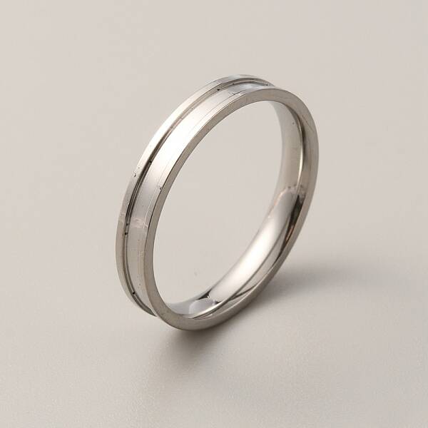 201 Stainless Steel Grooved Finger Ring for Men Women