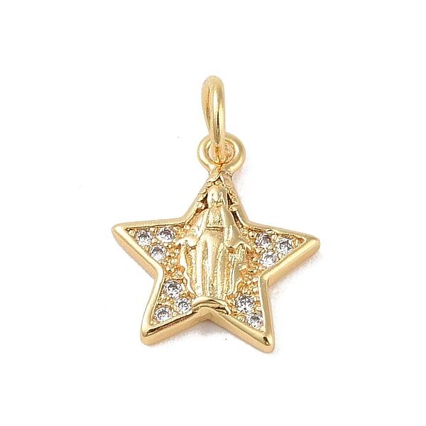 Brass Micro Pave Clear Cubic Zirconia Charms