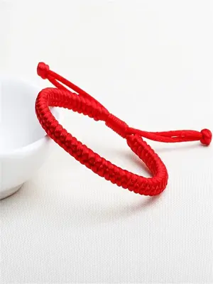 Retro Style Knot Decor Adjustable String Bracelet, Simple Handmade Lucky Matching Bracelet for Men & Women, Fashion Jewelry A...